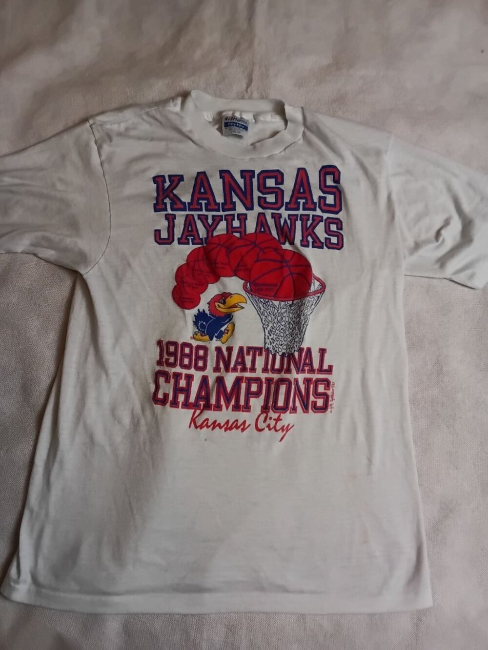 VTG New Kansas Jayhawks 1988 National Champions T Shirt Large FITS MEDIUM KU